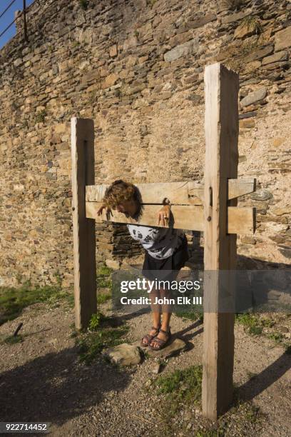 woman in penstock - aveyron stock pictures, royalty-free photos & images