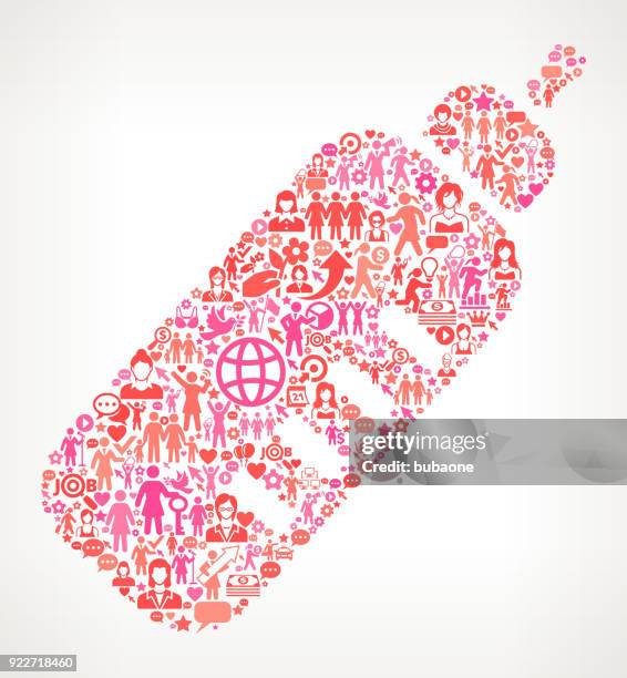 baby bottle women's rights and female empowerment icon pattern - algorithm woman stock illustrations