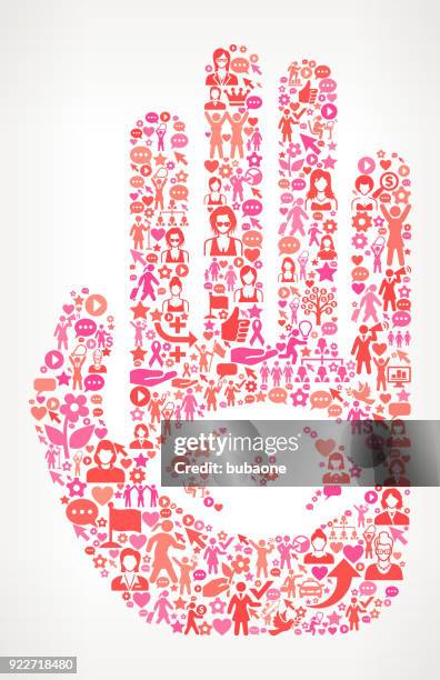 human eye in hand women's rights and female empowerment icon pattern - eye recognition stock illustrations