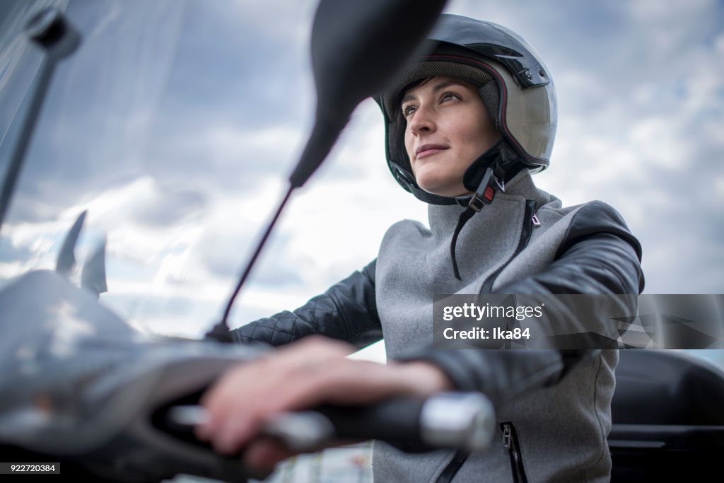 Girl with helmet