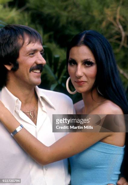 Cher and Sonny Bono pose for a promotional photo for 'The Sonny and Cher Show' in 1970.