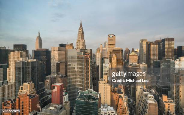 aerial view of midtown manhattan - new york - grand central station manhattan stock pictures, royalty-free photos & images