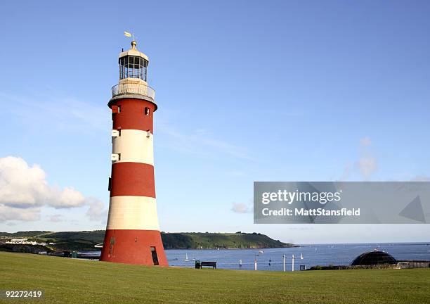 smeaton tower lighthouse on plymouth hoe - plymouth hoe bildbanksfoton och bilder