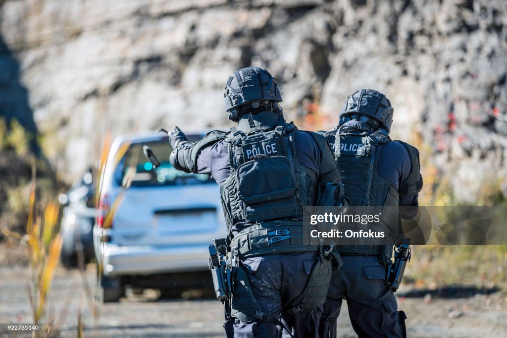 Swat Police Officers Shooting With Firearm