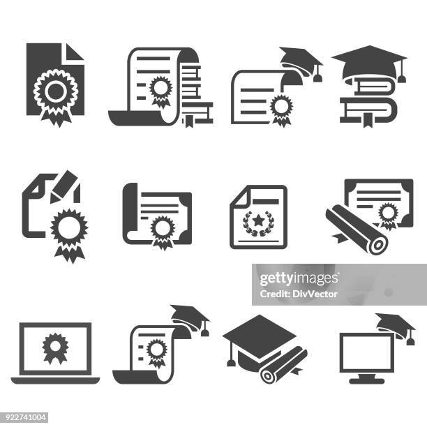 ilustrações de stock, clip art, desenhos animados e ícones de certificate icon set - certification-icon