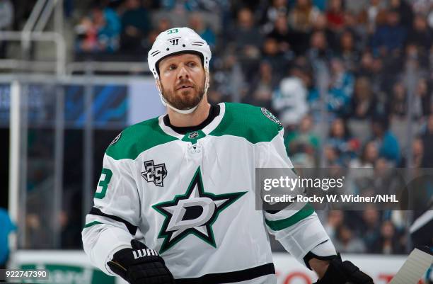 Marc Methot of the Dallas Stars looks on during the game against the San Jose Sharks at SAP Center on February 18, 2018 in San Jose, California.