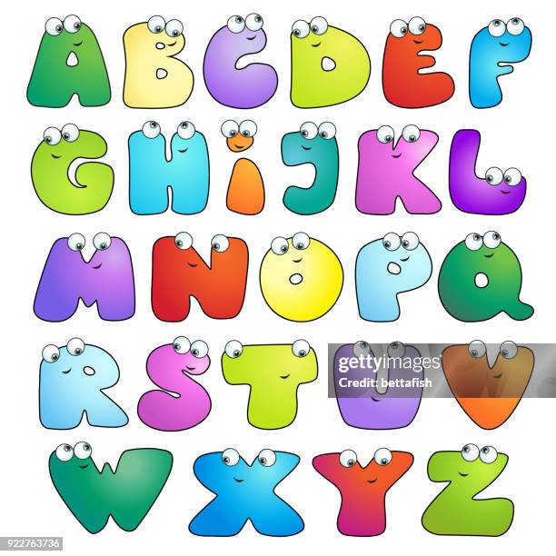 bright glossy kids alphabet - balloon alphabet stock illustrations