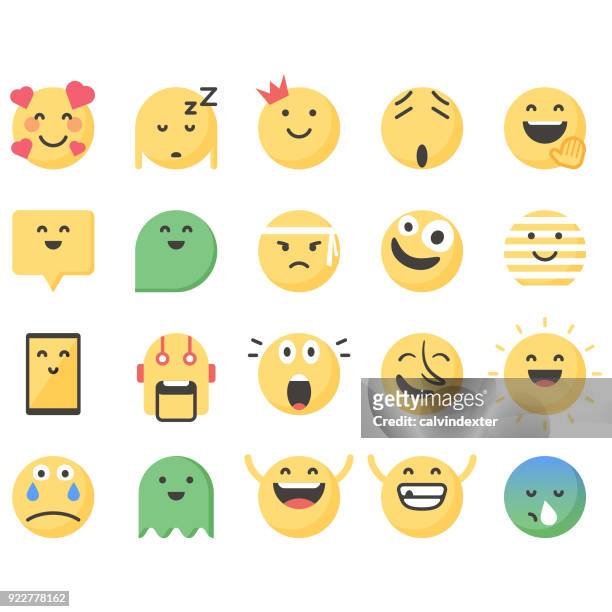 cute emoticons set 13 - funny ghost faces stock illustrations