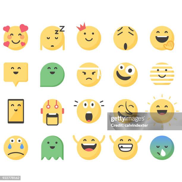 cute emoticons set 13 - bot avatar stock illustrations
