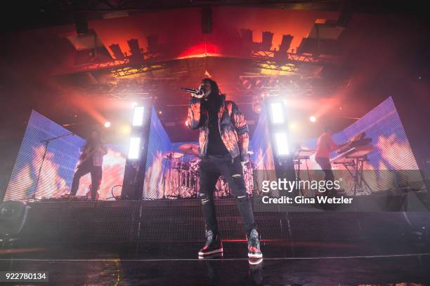 American singer Jahron Anthony Brathwaite aka PartyNextDoor performs live on stage during a concert at the Astra on February 20, 2018 in Berlin,...