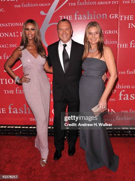 Model Iman, designer Michael Kors and Aerin Lauder attend Fashion Group International's 26th annual Night Of Stars at Cipriani, Wall Street on...