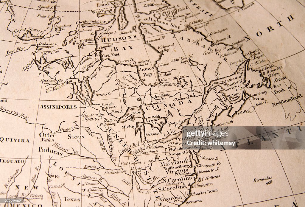Old map of North America