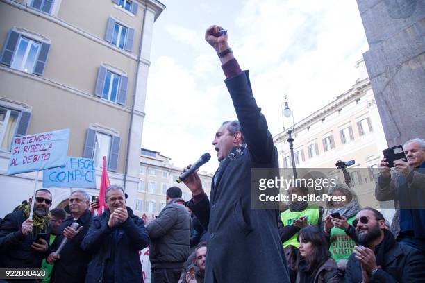 The Mayor of Naples, Luigi De Magistris during the protest against the debts contracted for the earthquake of 1980 that caused the seizure of the...