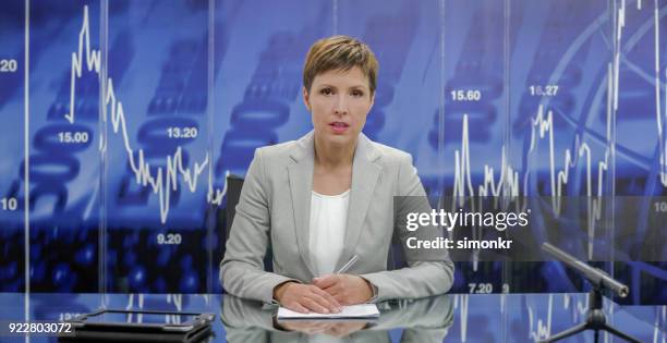 portrait of newsreader - newsreader stock pictures, royalty-free photos & images