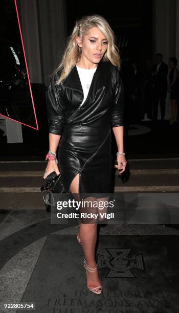 Mollie King seen attending Warner Music Group afterparty at The Freemasons' Hall on February 21, 2018 in London, England.