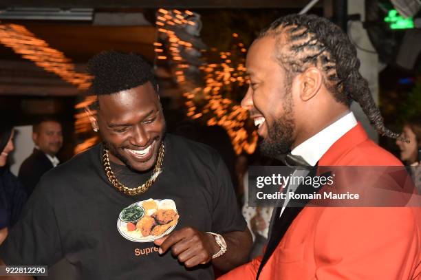 Antonio Brown and Josh Norman attend Haute Living and One Thousand Museum celebrate cover star Josh Norman at Kiki on the River on February 21, 2018...