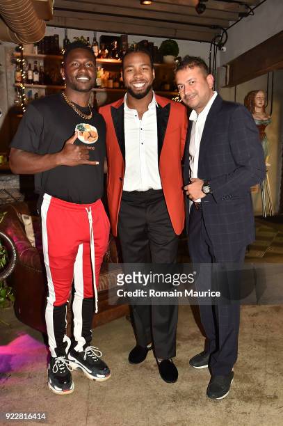 Antonio Brown, Josh Norman and Kamal Hotchandani attend Haute Living and One Thousand Museum celebrate cover star Josh Norman at Kiki on the River on...