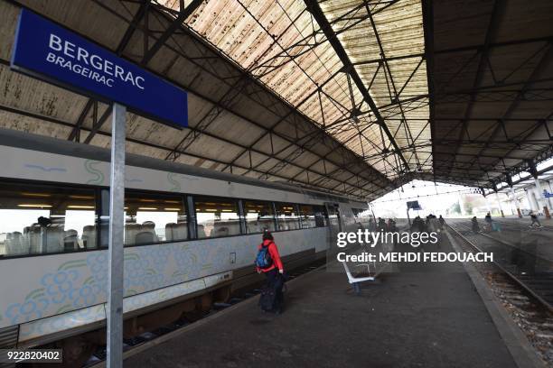 General view of the platform at Bergerac train station on February 20 as the line which serves the station is under the cloud of possible closure as...