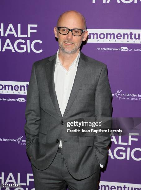 Moby attends the premiere of Momentum Pictures' 'Half Magic' at The London West Hollywood on February 21, 2018 in West Hollywood, California.