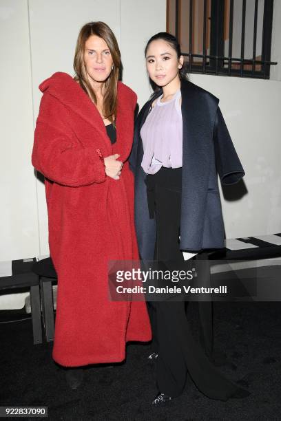 Anna Dello Russo and Nga Nguyen attend the Max Mara show during Milan Fashion Week Fall/Winter 2018/19 on February 22, 2018 in Milan, Italy.