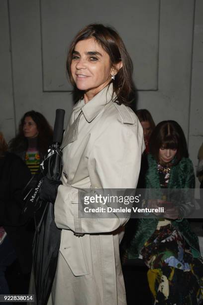 Carine Roitfeld attends the Max Mara show during Milan Fashion Week Fall/Winter 2018/19 on February 22, 2018 in Milan, Italy.