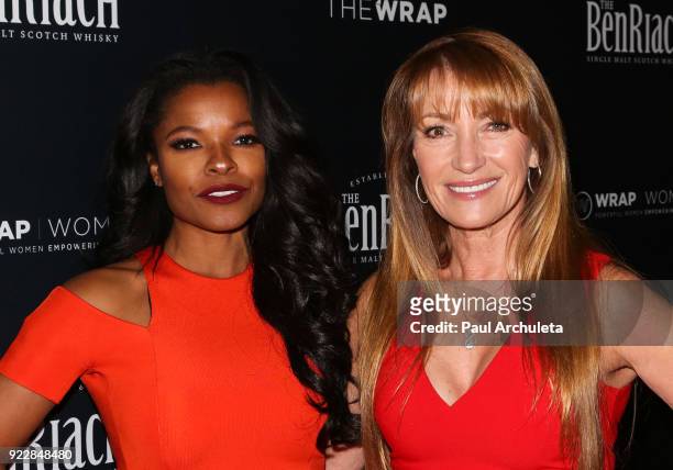 Actors Keesha Sharp and Jane Seymour attend TheWrap's 2018 "Women, Whiskey And Wisdom" event celebrating women Oscar nominees at Teddy's at The...