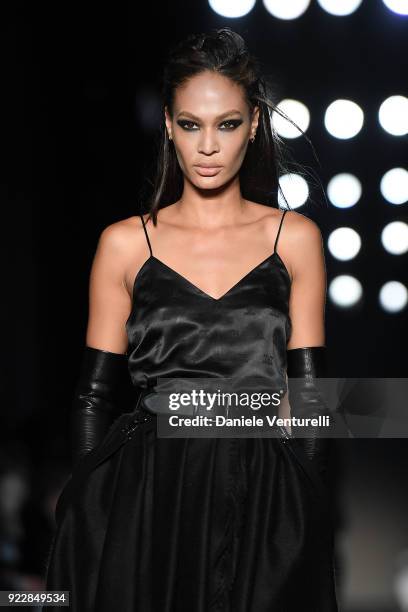 Joan Smalls walks the runway at the Max Mara show during Milan Fashion Week Fall/Winter 2018/19 on February 22, 2018 in Milan, Italy.