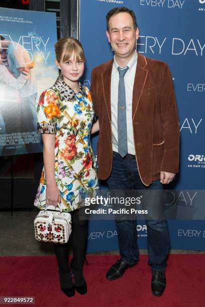 Angourie Rice and David Levithan attend Every Day special screening at Metrograph.