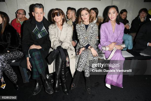Stefano Tonchi, Carine Roitfeld, Olivia Palermo and a Lim Chriselle attend the Max Mara show during Milan Fashion Week Fall/Winter 2018/19 on...