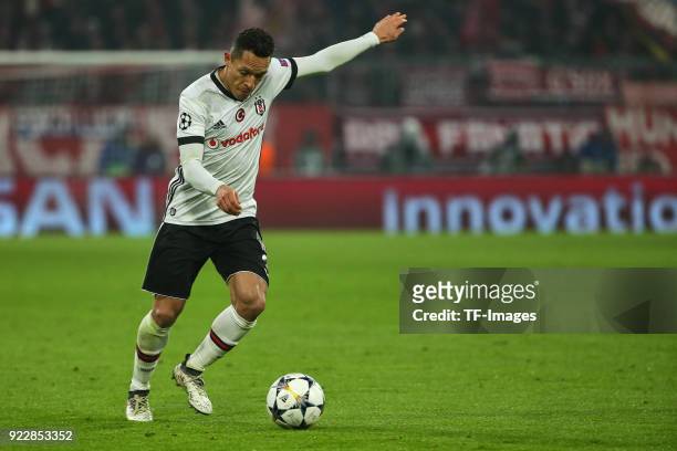 Adriano Correia of Besiktas Istanbul controls the ball during the UEFA Champions League Round of 16 First Leg match between Bayern Muenchen and...