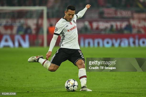 Adriano Correia of Besiktas Istanbul controls the ball during the UEFA Champions League Round of 16 First Leg match between Bayern Muenchen and...