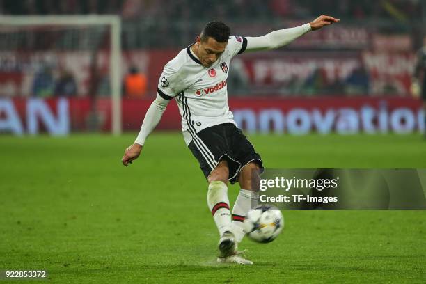 Adriano Correia of Besiktas Istanbul controls the ball during the UEFA Champions League Round of 16 First Leg match between Bayern Muenchen and...