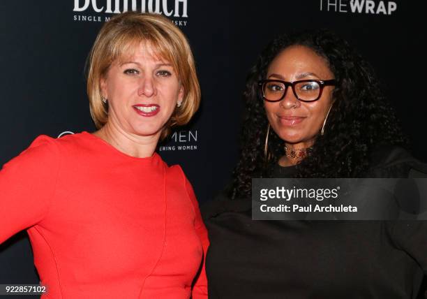 Sharon Waxman and Songwriter Taura Stinson attend TheWrap's 2018 "Women, Whiskey And Wisdom" event celebrating women Oscar nominees at Teddy's at The...