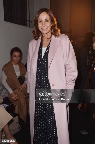 Cristina Parodi attends the Max Mara show during Milan Fashion Week Fall/Winter 2018/19 on February 22, 2018 in Milan, Italy.
