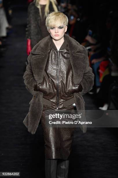 Ruth Bell walks the runway at the Max Mara show during Milan Fashion Week Fall/Winter 2018/19 on February 22, 2018 in Milan, Italy.