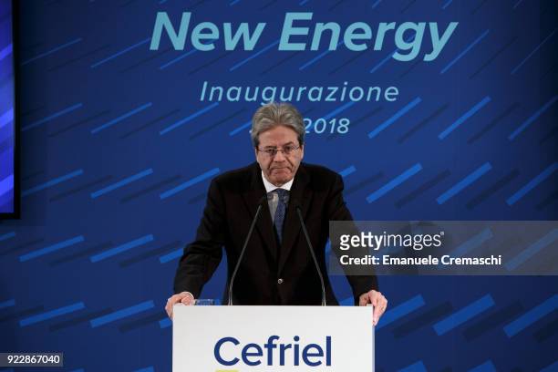 Paolo Gentiloni, Prime Minister of Italy, attends the inauguration of the new head office of Cefriel, a digital innovation and design shop on...