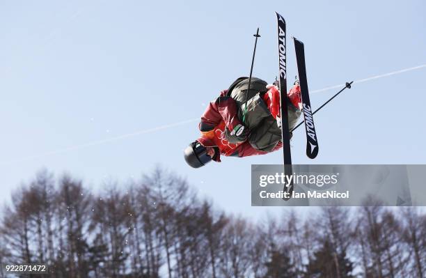 Mike Riddle of Canada competes in the Men's Ski Halfpipe final on day thirteen at Phoenix Snow Park on February 22, 2018 in Pyeongchang-gun, South...