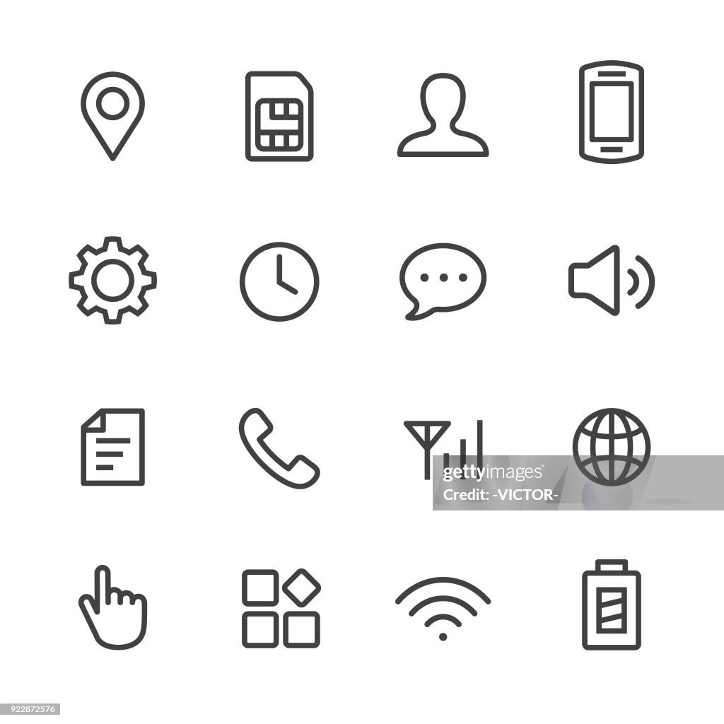 Mobiele instellen Icons Set - Line serie