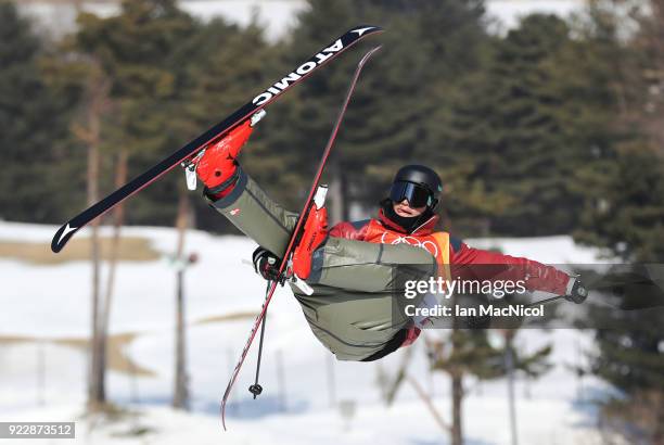 Mike Riddle of Canada competes in the Men's Ski Halfpipe final on day thirteen at Phoenix Snow Park on February 22, 2018 in Pyeongchang-gun, South...