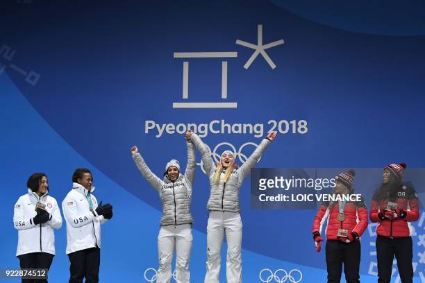 S silver medallists Elena Meyers Taylor and Lauren Gibbs, Germany's gold medallists Lisa Buckwitz and Mariama Jamanka, and Canada's bronze medallists...