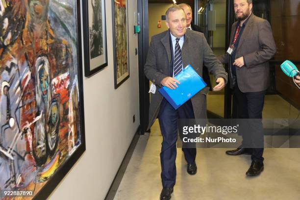 Party leader Grzegorz Schetyna is seen in Gdansk, Poland on 22 February 2018 Former President of Poland Lech Walesa and Civic Platform leader...