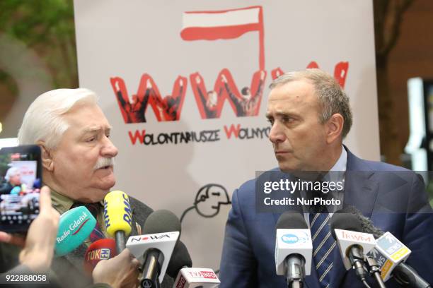 Lech Walesa and Grzegorz Schetyna are seen in Gdansk, Poland on 22 February 2018 Former President of Poland Lech Walesa and Civic Platform leader...