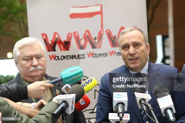 Lech Walesa and Grzegorz Schetyna are seen in Gdansk, Poland on 22 February 2018 Former President of Poland Lech Walesa and Civic Platform leader...