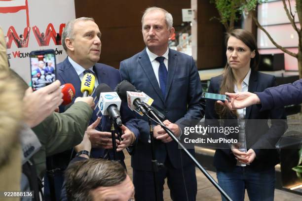 Lech Walesa and Grzegorz Schetyna are seen in Gdansk, Poland on 22 February 2018 Former President of Poland Lech Walesa and Civic Platform leader...