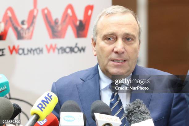 Party leader Grzegorz Schetyna is seen in Gdansk, Poland on 22 February 2018 Former President of Poland Lech Walesa and Civic Platform leader...