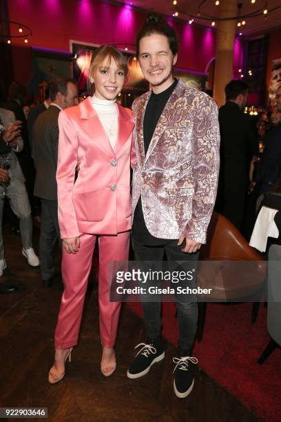 Lina Larissa Strahl and her boyfriend Tilman Poerzgen during the BUNTE & BMW Festival Night 2018 on the occasion of the 68th Berlinale International...