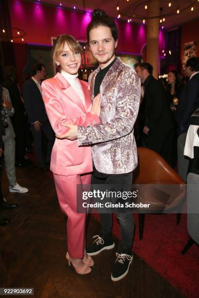 Lina Larissa Strahl and her boyfriend Tilman Poerzgen during the BUNTE & BMW Festival Night 2018 on the occasion of the 68th Berlinale International...