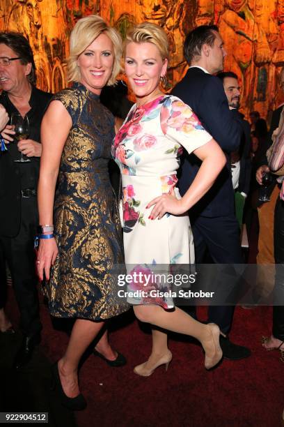 Kamilla Senjo and her sister Juliana Senjo during the BUNTE & BMW Festival Night 2018 on the occasion of the 68th Berlinale International Film...