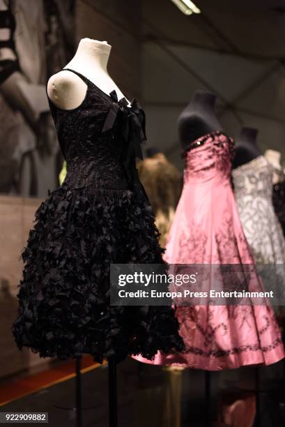 Dresses owned by Carmen Lomana are seen on display at the El Armario de Carmen Lomana exhibition at the Dress Museum on February 21, 2018 in Madrid,...