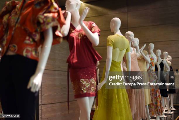 Dresses owned by Carmen Lomana are seen on display at the El Armario de Carmen Lomana exhibition at the Dress Museum on February 21, 2018 in Madrid,...